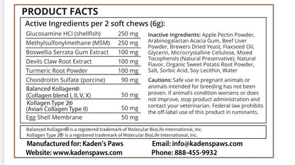 Kaden's Hip & Joint Chews - Glucosamine & Arthritis Support